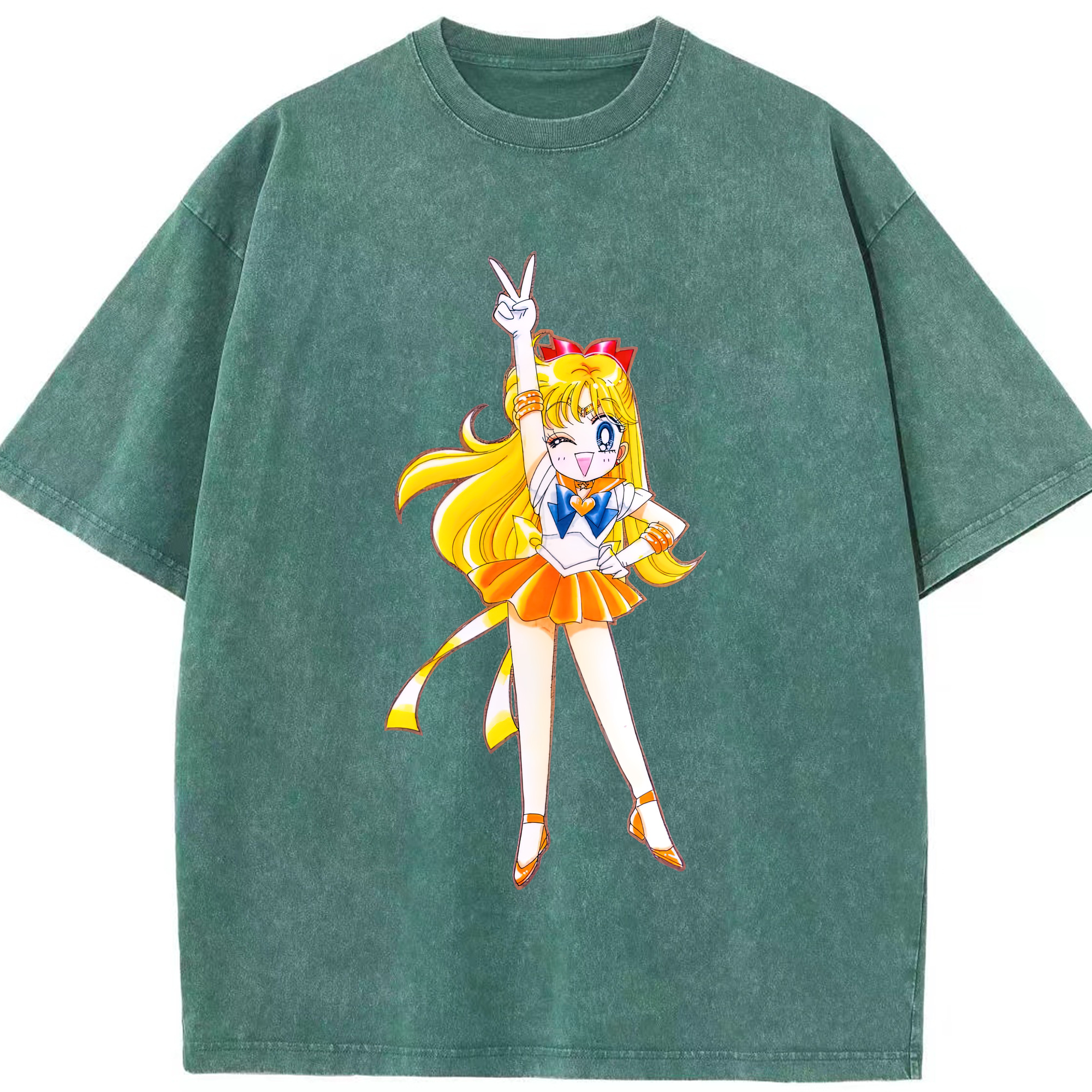 （画像用） 美少女戦士セーラームーン 愛野 美奈子 あいの みなこ Sailor Moon Aino Minako 綿100% ヴィンテージ風 半袖Tシャツ（フロントプリント）
